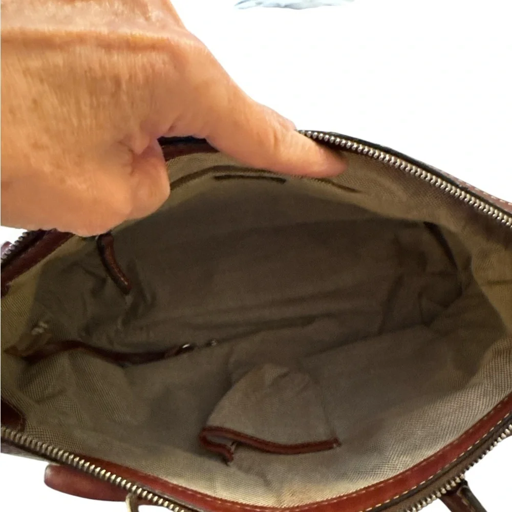 Dooney & Bourke Vintage Brown and Denim Shoulder Bag with Structured Design - Picture 13 of 16